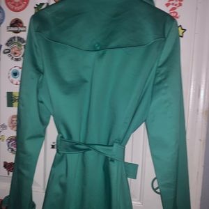 Green mid trench coat